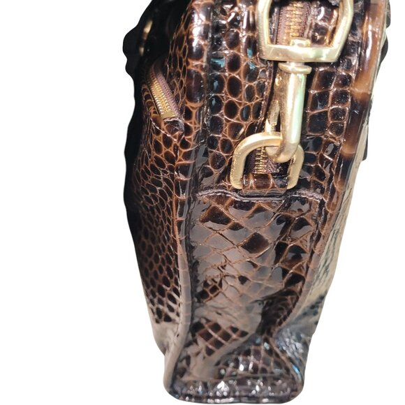 Cole Haan Black Croc Embossed Leather Satchel/Briefcase Women Large Size - Picture 5 of 16